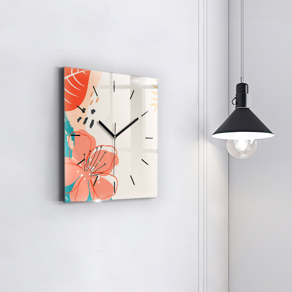 Wanduhr modern quadratisch Hawaiianische Pflanzen