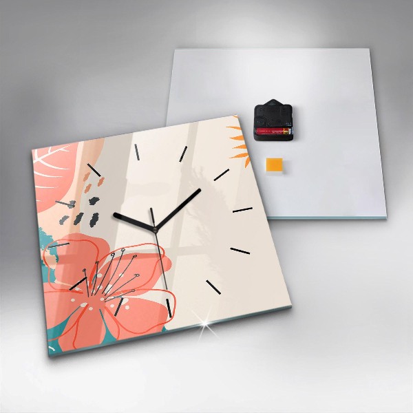 Wanduhr modern quadratisch Hawaiianische Pflanzen