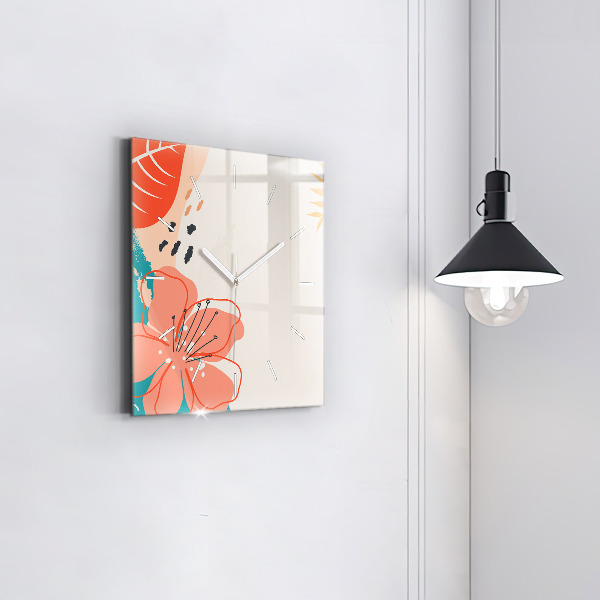 Wanduhr modern quadratisch Hawaiianische Pflanzen