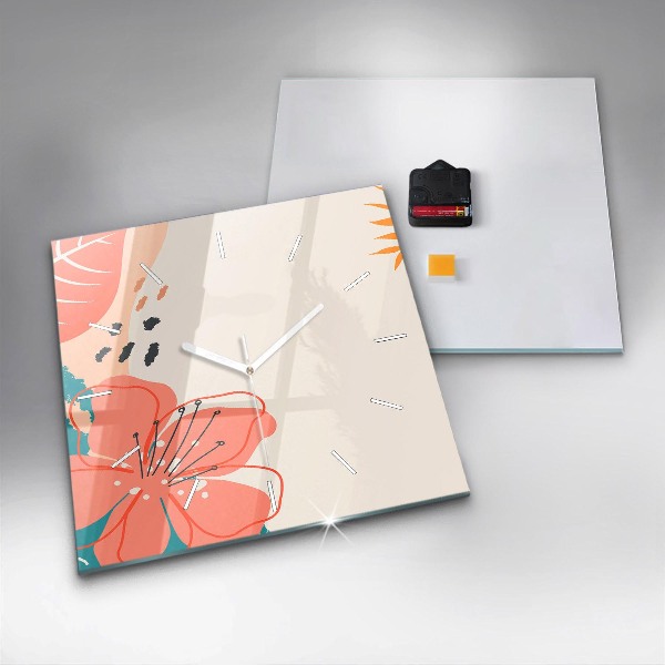 Wanduhr modern quadratisch Hawaiianische Pflanzen