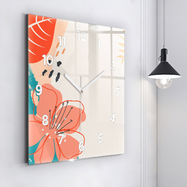 Wanduhr modern quadratisch Hawaiianische Pflanzen