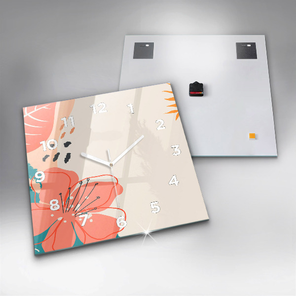 Wanduhr modern quadratisch Hawaiianische Pflanzen