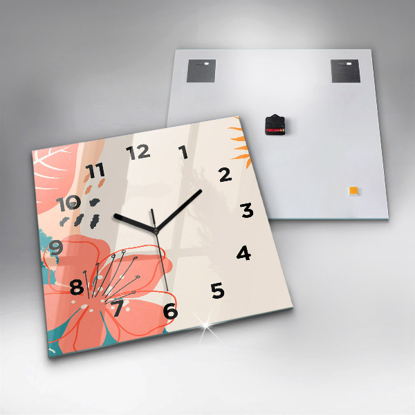 Wanduhr modern quadratisch Hawaiianische Pflanzen