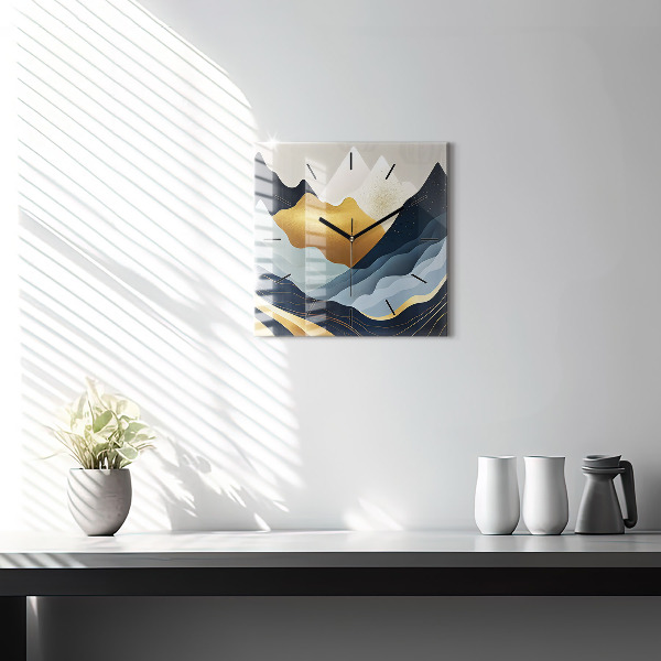 Wanduhr quadratisch Abstrakte Berge