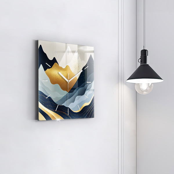 Wanduhr quadratisch Abstrakte Berge