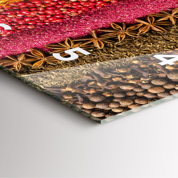 Wanduhr quadratisch Reihen von Gewürzen