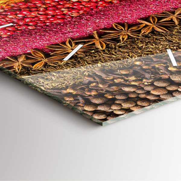 Wanduhr quadratisch Reihen von Gewürzen