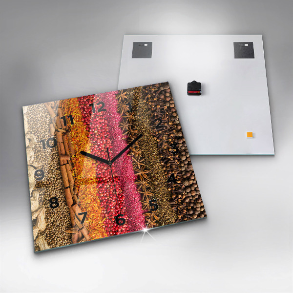 Wanduhr quadratisch Reihen von Gewürzen