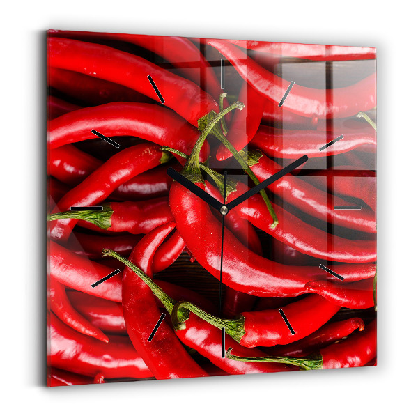 Wanduhr quadratisch mit motiv Scharfe Paprika