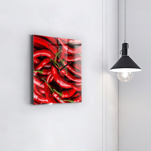 Wanduhr quadratisch mit motiv Scharfe Paprika