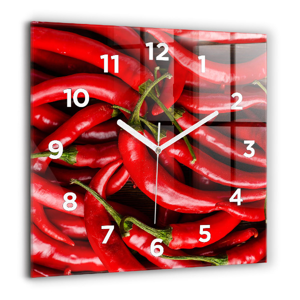 Wanduhr quadratisch mit motiv Scharfe Paprika