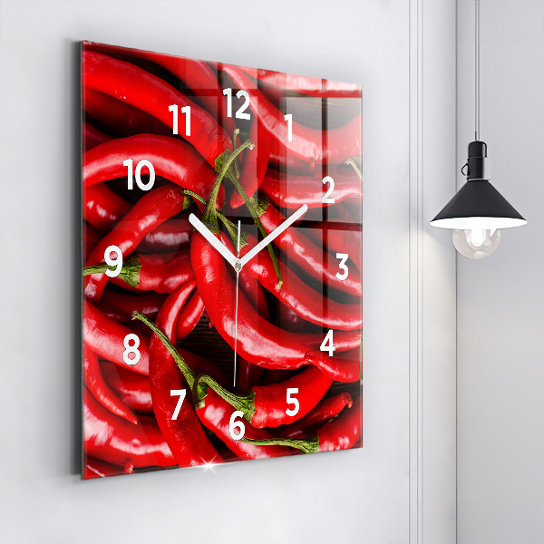 Wanduhr quadratisch mit motiv Scharfe Paprika