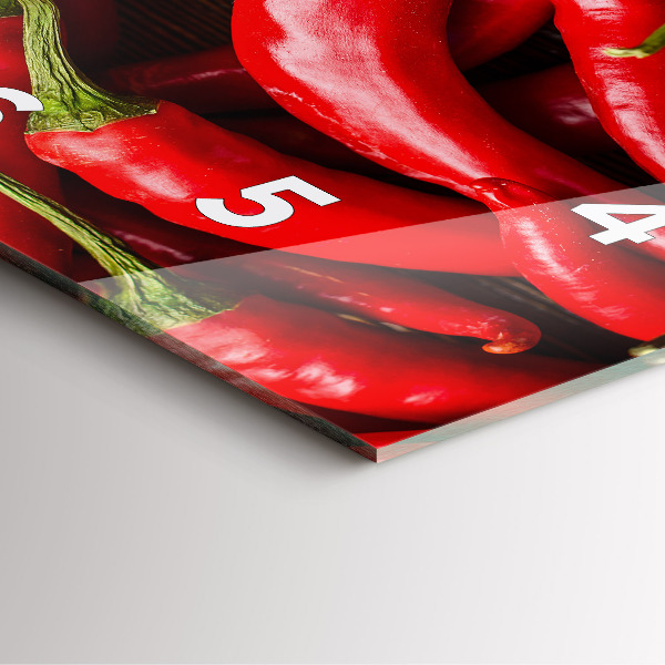 Wanduhr quadratisch mit motiv Scharfe Paprika