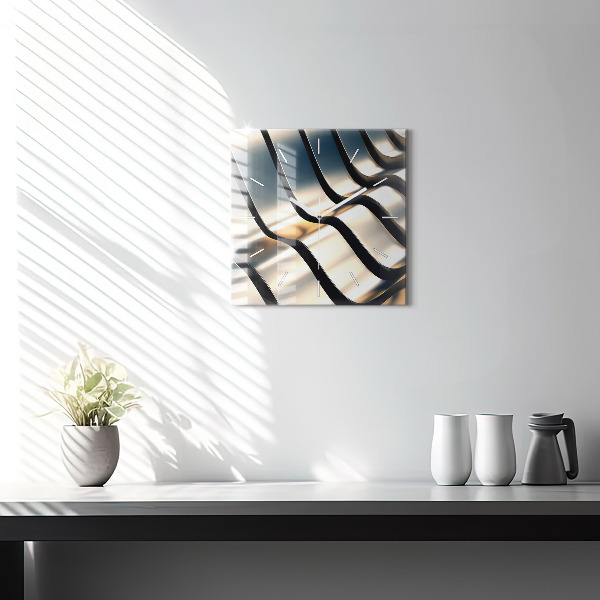 Wanduhr modern quadratisch Silbernes Muster