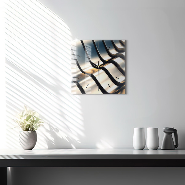 Wanduhr modern quadratisch Silbernes Muster