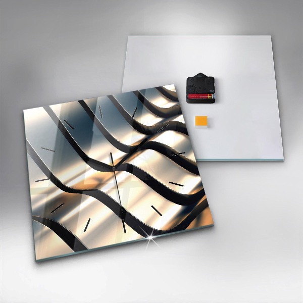 Wanduhr modern quadratisch Silbernes Muster