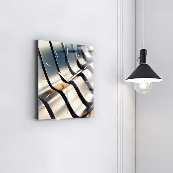 Wanduhr modern quadratisch Silbernes Muster