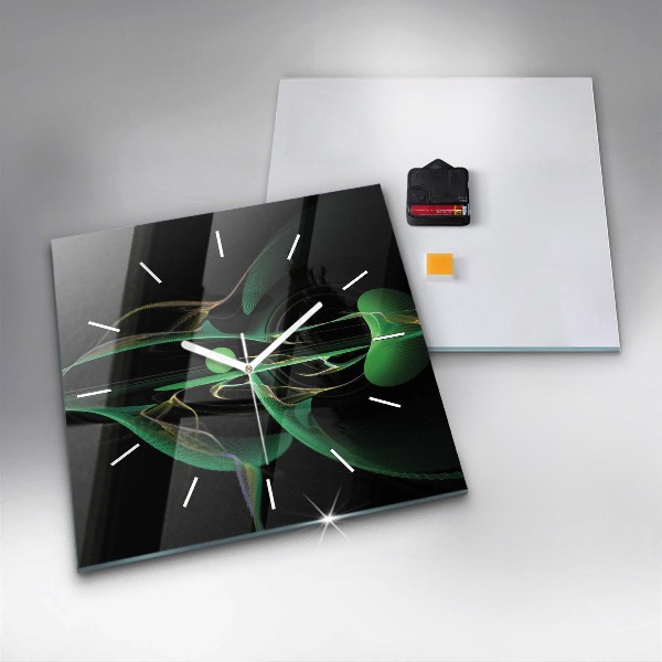 Wanduhr modern quadratisch Grüne Abstraktion
