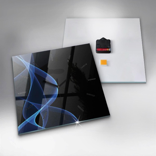 Wanduhr quadratisch mit motiv Blaue Linien