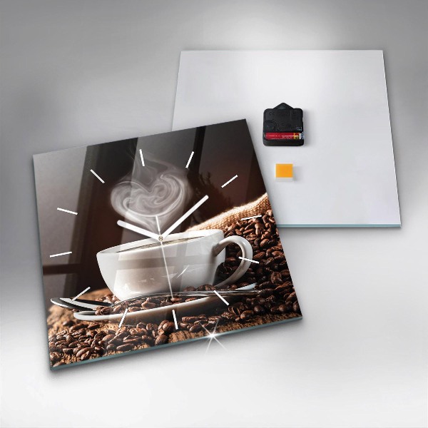 Wanduhr modern quadratisch Kaffeetasse