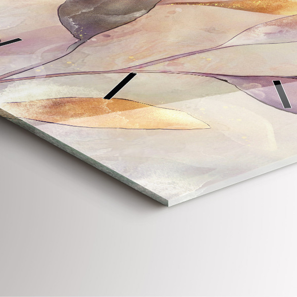 Wanduhr quadratisch Abstrakte Boho-Blätter