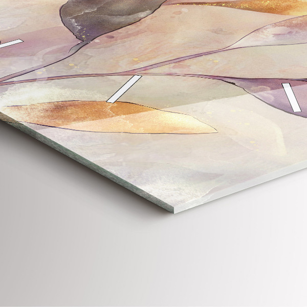 Wanduhr quadratisch Abstrakte Boho-Blätter