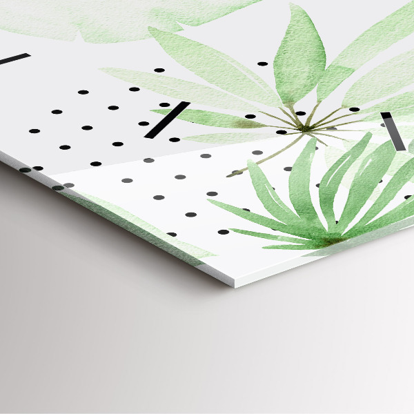 Wanduhr quadratisch Grüne Blätter