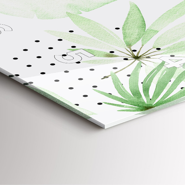 Wanduhr quadratisch Grüne Blätter