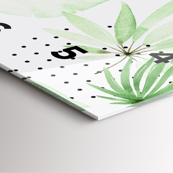 Wanduhr quadratisch Grüne Blätter