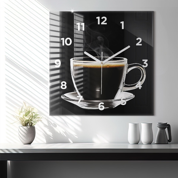 Wanduhr quadratisch mit motiv Schwarzer Kaffee