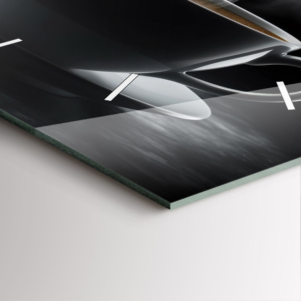 Wanduhr quadratisch Tasse mit schwarzem Kaffee