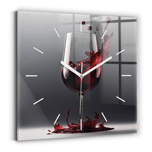Wanduhr modern quadratisch Glas Rotwein