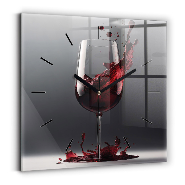 Wanduhr modern quadratisch Glas Rotwein