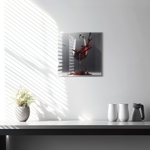 Wanduhr modern quadratisch Glas Rotwein
