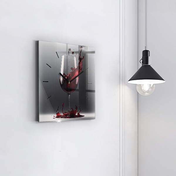 Wanduhr modern quadratisch Glas Rotwein