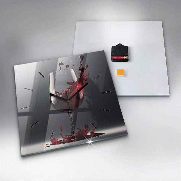 Wanduhr modern quadratisch Glas Rotwein