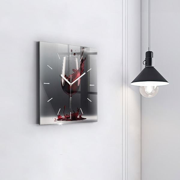 Wanduhr modern quadratisch Glas Rotwein