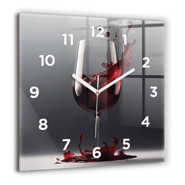 Wanduhr modern quadratisch Glas Rotwein