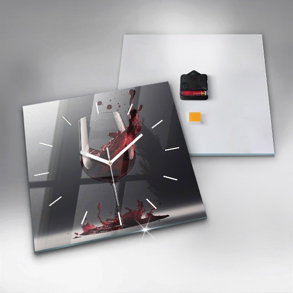 Wanduhr modern quadratisch Glas Rotwein