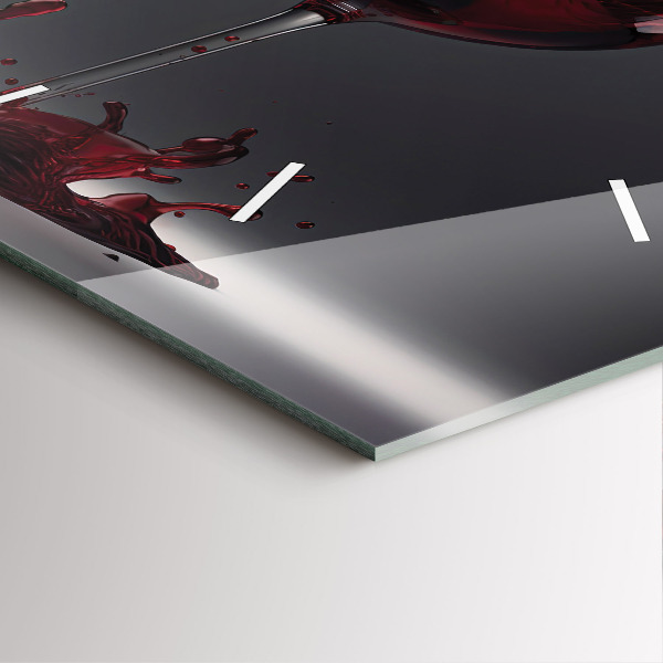 Wanduhr modern quadratisch Glas Rotwein