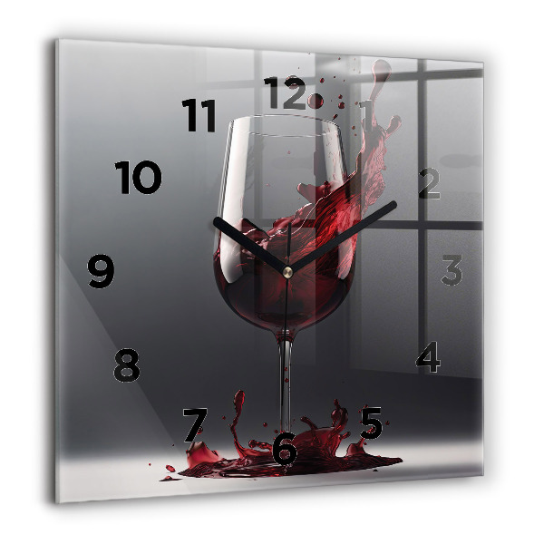 Wanduhr modern quadratisch Glas Rotwein