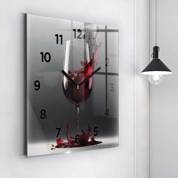 Wanduhr modern quadratisch Glas Rotwein