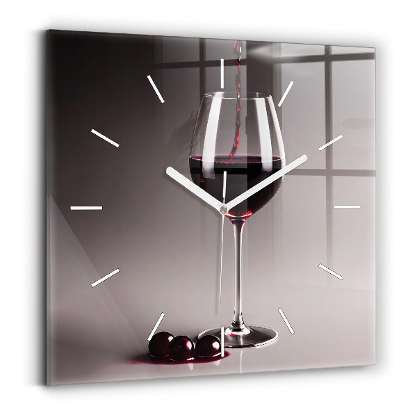 Wanduhr quadratisch mit motiv Lampe mit Rotwein