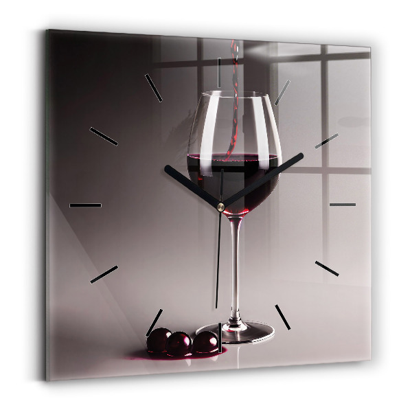 Wanduhr quadratisch mit motiv Lampe mit Rotwein
