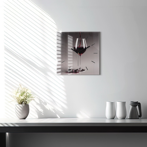 Wanduhr quadratisch mit motiv Lampe mit Rotwein