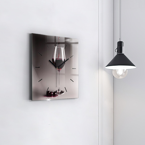 Wanduhr quadratisch mit motiv Lampe mit Rotwein