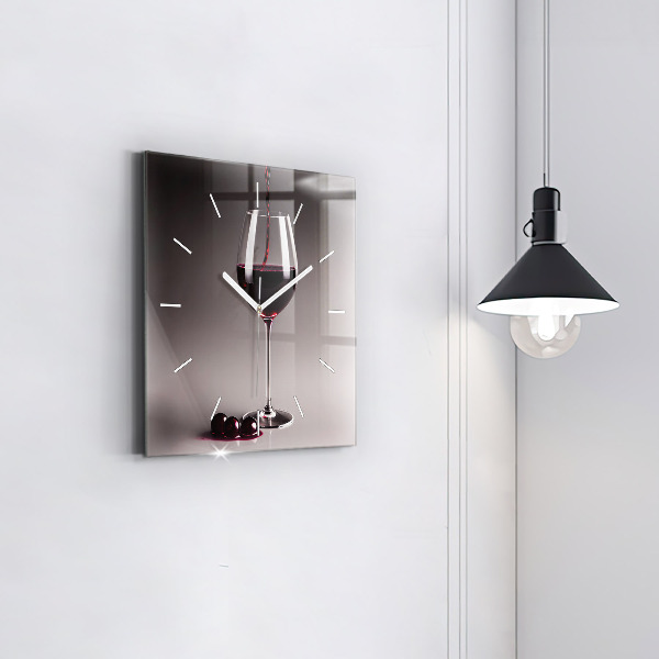 Wanduhr quadratisch mit motiv Lampe mit Rotwein