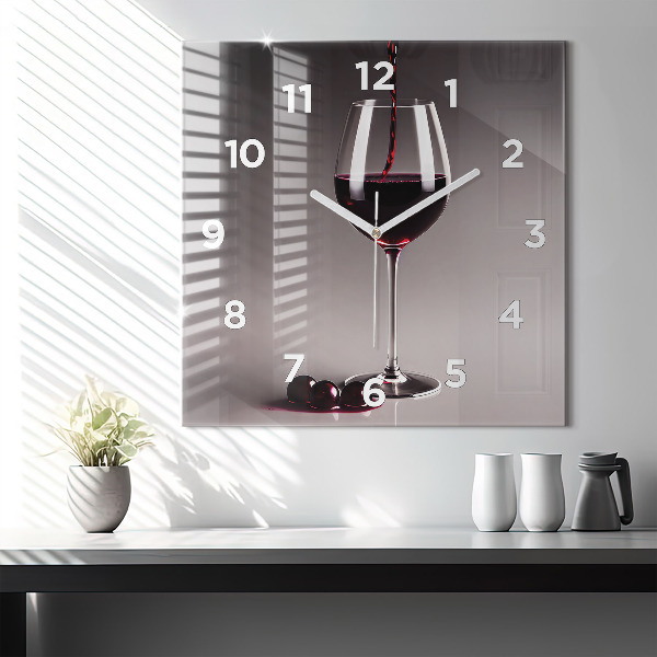 Wanduhr quadratisch mit motiv Lampe mit Rotwein