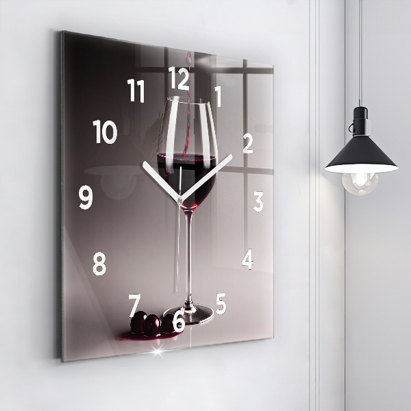 Wanduhr quadratisch mit motiv Lampe mit Rotwein