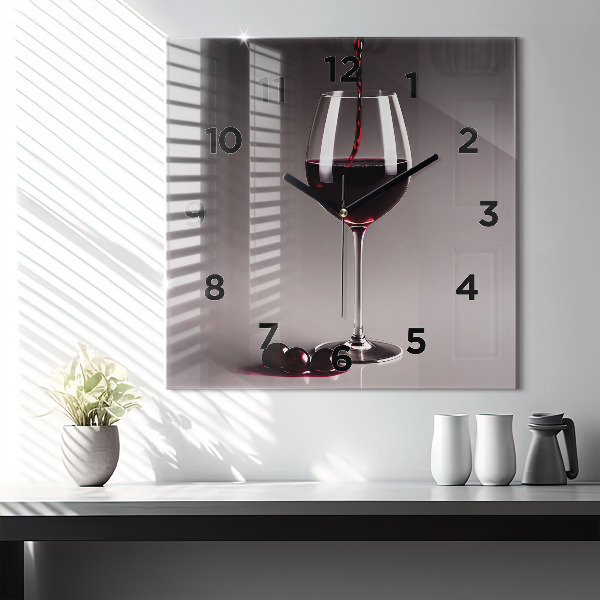 Wanduhr quadratisch mit motiv Lampe mit Rotwein
